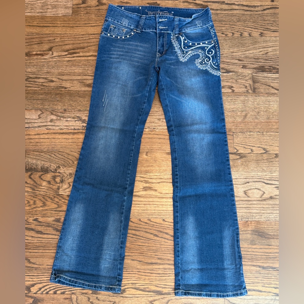 Trinity Ranch Embellished Flare Jeans Blue Denim – Size 15 (34x34)